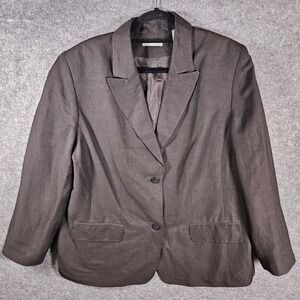 Kate Hill Womens Black Linen Blend Blazer Professional Capsule Office Sz 16W‎